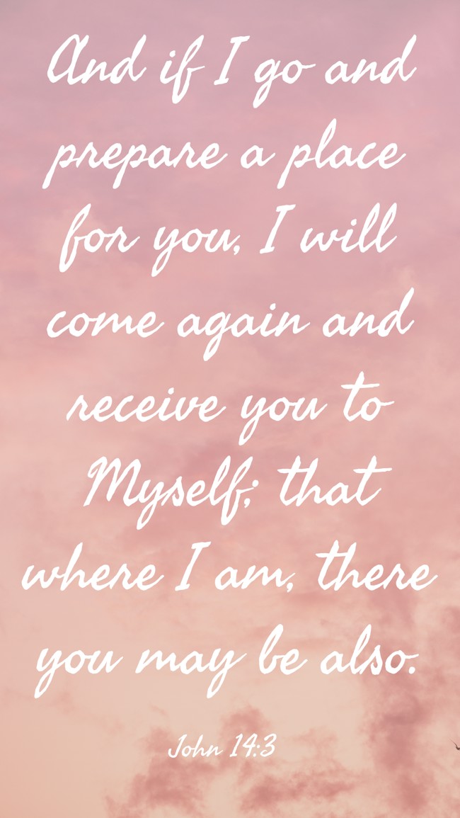 And if I go and prepare a place for you, I will come again and receive you to Myself; that where I am, there you may be also. - John 14:3