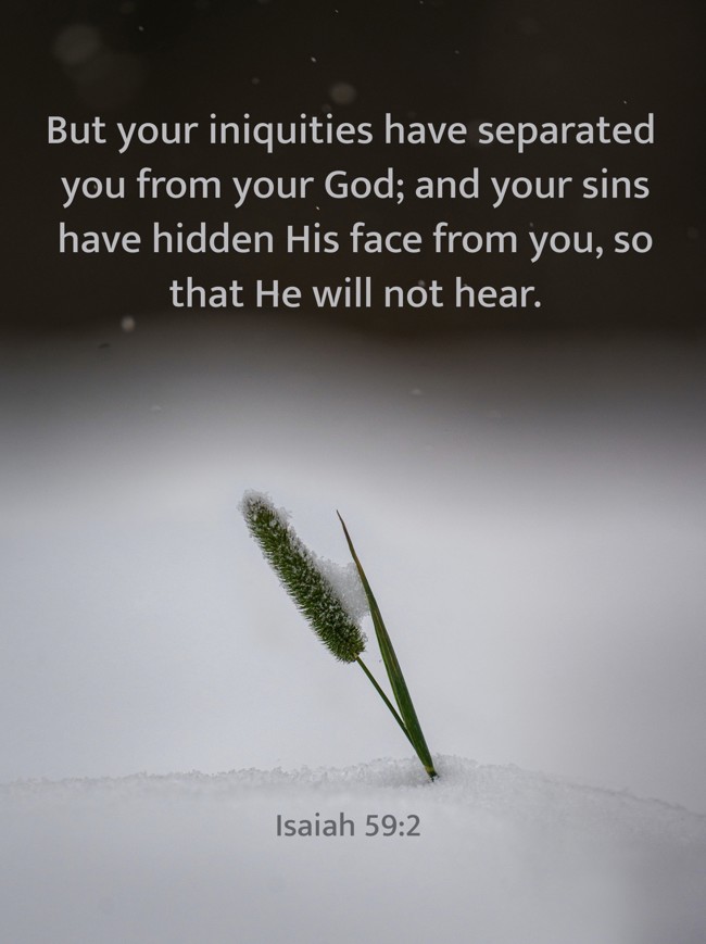 But your iniquities have separated you from your God; and your sins have hidden His face from you, so that He will not hear. - Isaiah 59:2