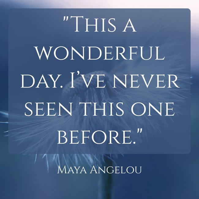 This a wonderful day. I’ve never seen this one before. - Maya Angelou