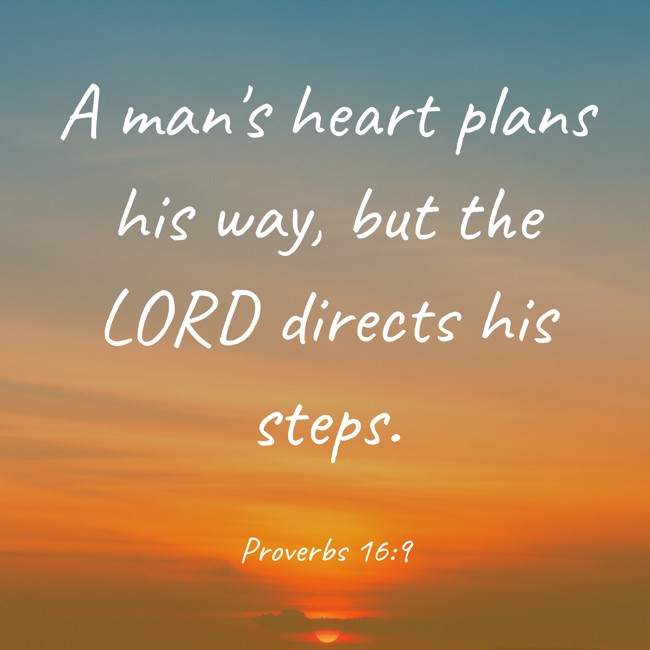  A man's heart plans his way, but the LORD directs his steps.   - Proverbs 16:9 