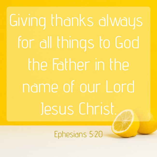Giving thanks always for all things to God the Father in the name of our Lord Jesus Christ. - Ephesians 5:20