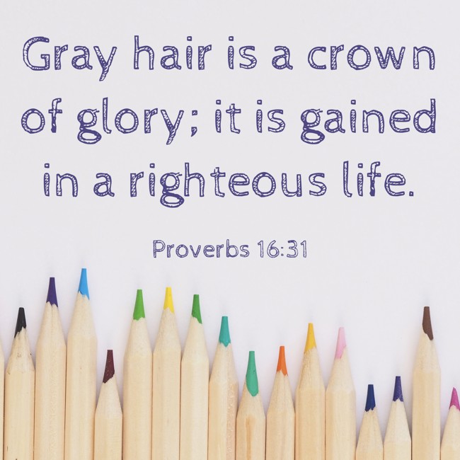 Gray hair is a crown of glory; it is gained in a righteous life. - Proverbs 16:31
