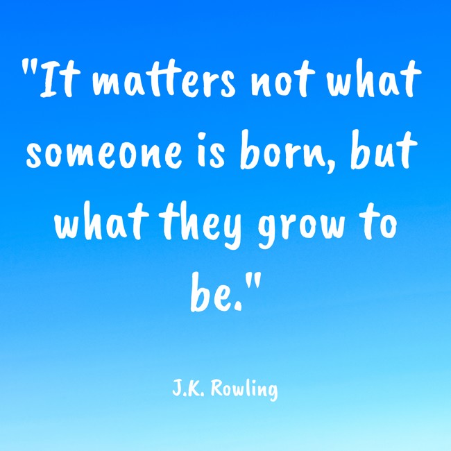 It matters not what someone is born, but what they grow to be. - J.K. Rowling