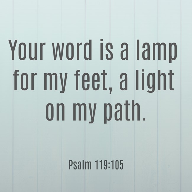 Your word is a lamp for my feet, a light on my path. - Psalm 119:105