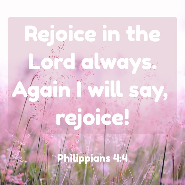 Rejoice in the Lord always. Again I will say, rejoice! - Philippians 4:4