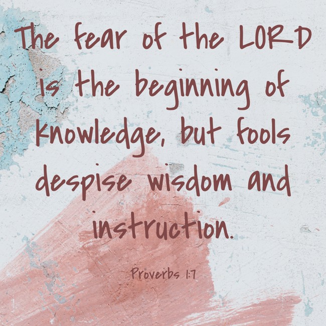 The fear of the LORD is the beginning of knowledge, but fools despise wisdom and instruction. - Proverbs 1:7