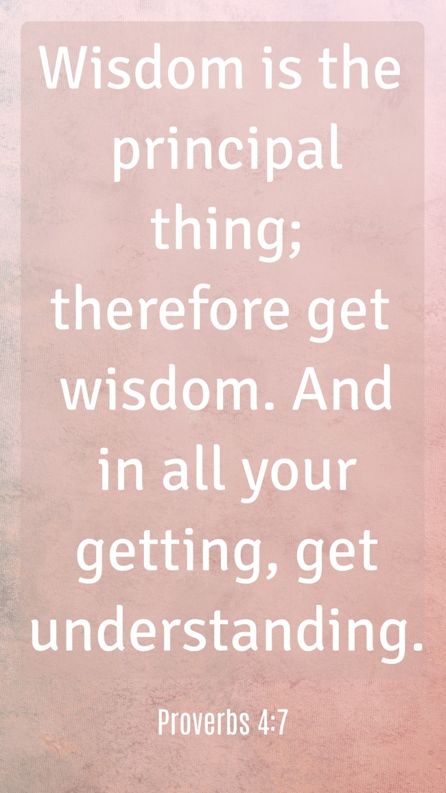 Wisdom is the principal thing; therefore get wisdom. And in all your getting, get understanding. - Proverbs 4:7