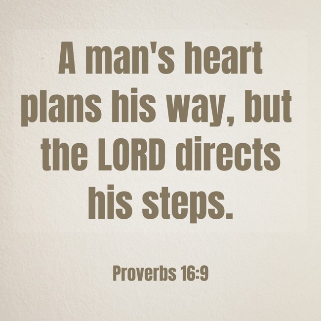 A man's heart plans his way, but the LORD directs his steps. - Proverbs 16:9