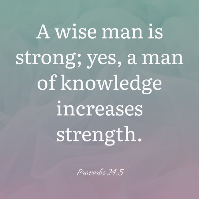 A wise man is strong; yes, a man of knowledge increases strength. - Proverbs 24:5