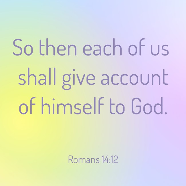 So then each of us shall give account of himself to God. - Romans 14:12