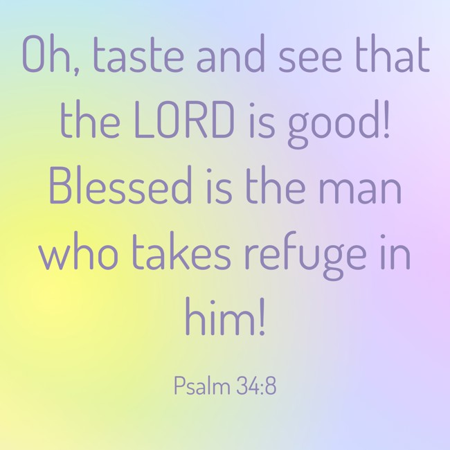 Oh, taste and see that the LORD is good! Blessed is the man who takes refuge in him! - Psalm 34:8