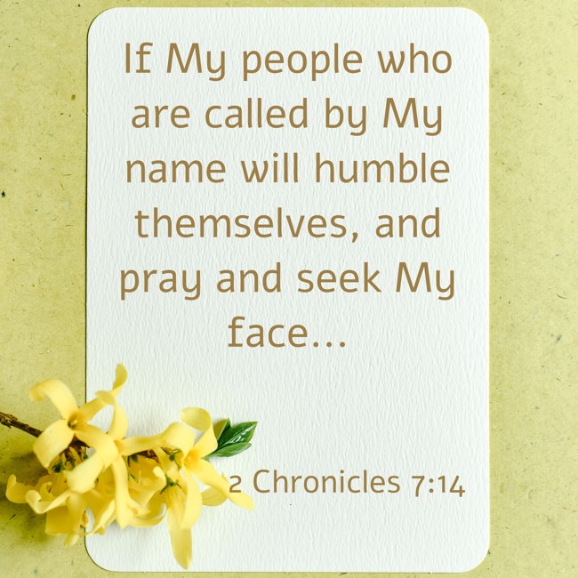  If My people who are called by My name will humble themselves, and pray and seek My face...   - 2 Chronicles 7:14 