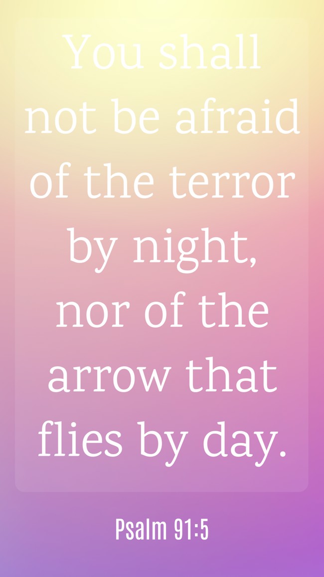 You shall not be afraid of the terror by night, nor of the arrow that flies by day. - Psalm 91:5