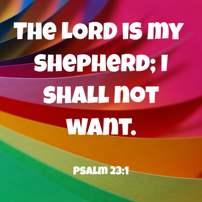  The LORD is my shepherd; I shall not want.   - Psalm 23:1 