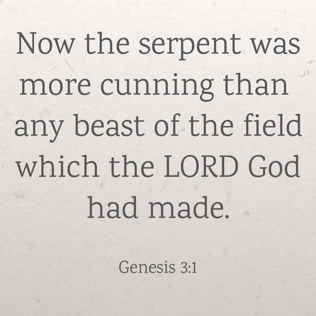 Now the serpent was more cunning than any beast of the field which the LORD God had made.
- Genesis 3:1