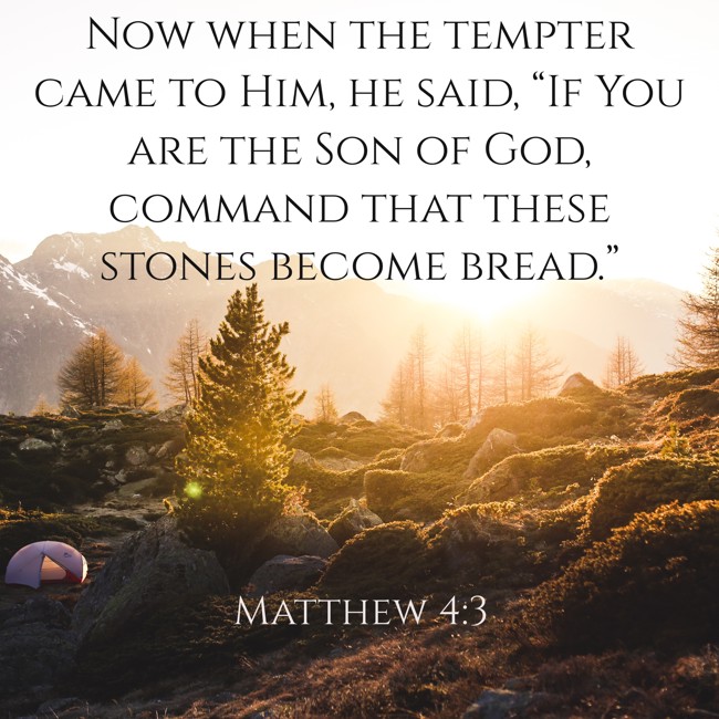 Now when the tempter came to Him, he said, “If You are the Son of God, command that these stones become bread.”
- Matthew 4:3
