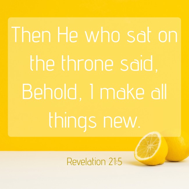 Then He who sat on the throne said, Behold, I make all things new. - Revelation 21:5