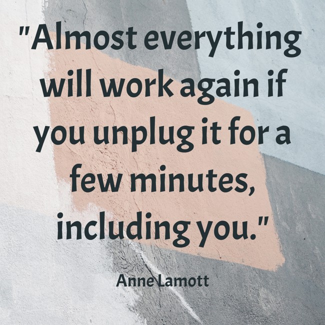 Almost everything will work again if you unplug it for a few minutes, including you. - Anne Lamott