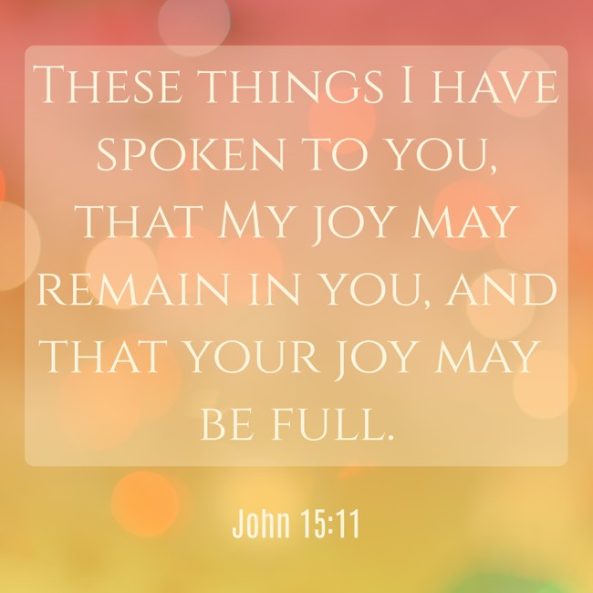 These things I have spoken to you, that My joy may remain in you, and that your joy may be full. - John 15:11