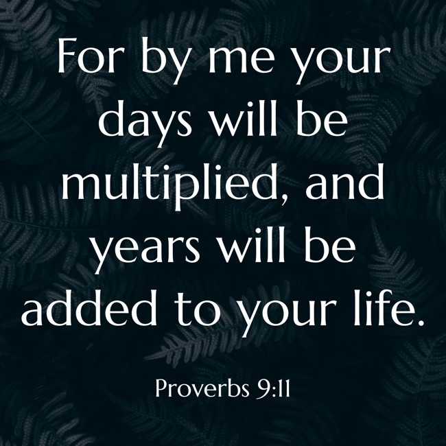 For by me your days will be multiplied, and years will be added to your life. - Proverbs 9:11