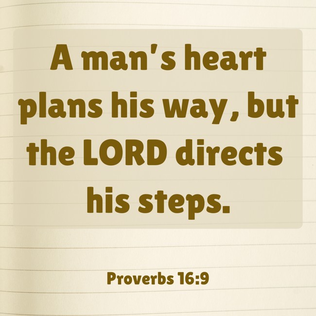A man’s heart plans his way, but the LORD directs his steps. - Proverbs 16:9