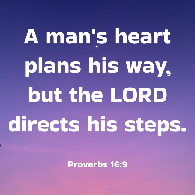 A man's heart plans his way, but the LORD directs his steps. - Proverbs 16:9