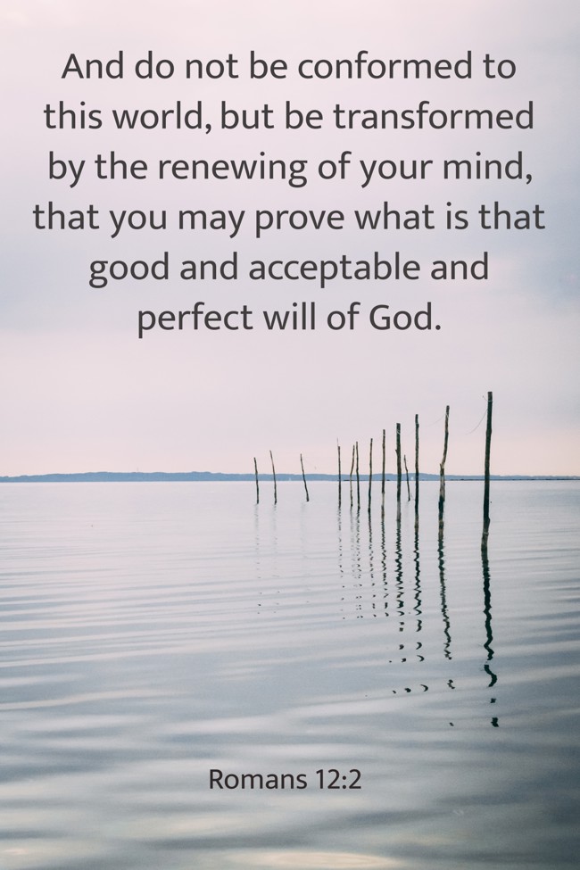 And do not be conformed to this world, but be transformed by the renewing of your mind, that you may prove what is that good and acceptable and perfect will of God. - Romans 12:2