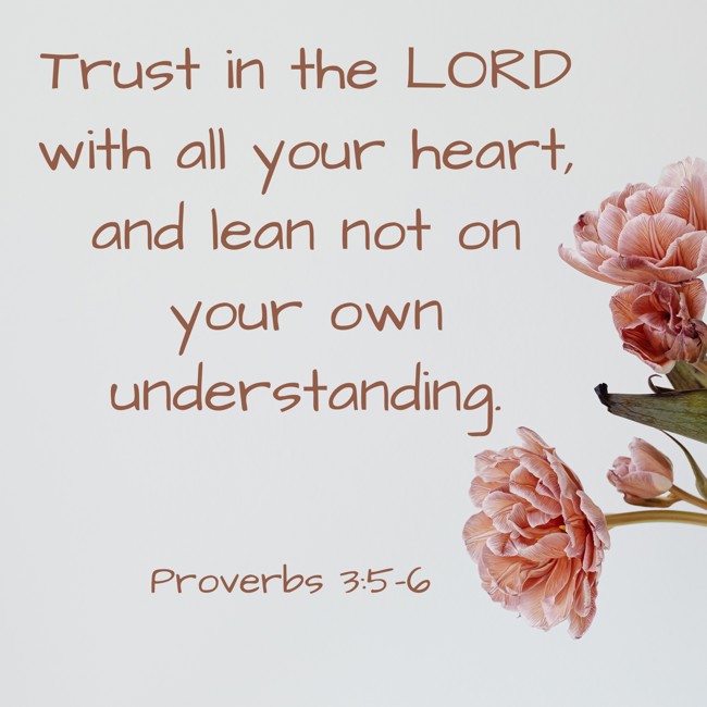 Trust in the LORD with all your heart, and lean not on your own understanding. - Proverbs 3:5-6