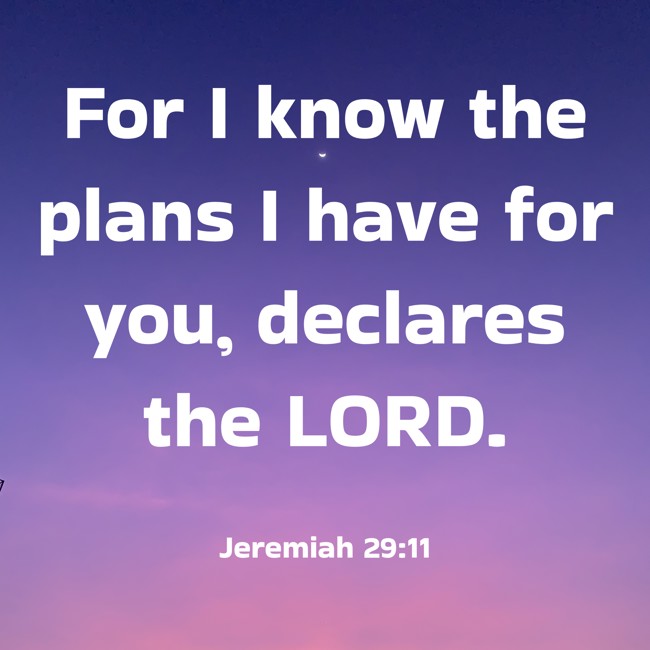 For I know the plans I have for you, declares the LORD. - Jeremiah 29:11