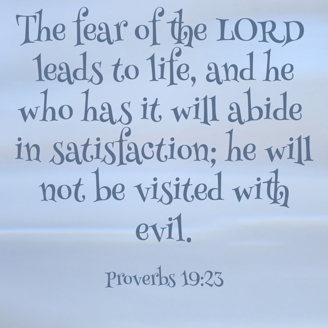  The fear of the LORD leads to life, and he who has it will abide in satisfaction; he will not be visited with evil.   - Proverbs 19:23 