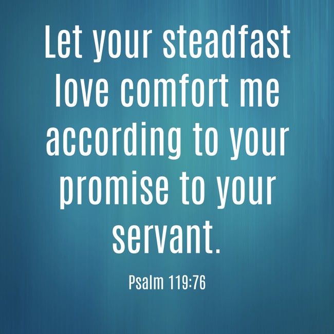  Let your steadfast love comfort me according to your promise to your servant.   - Psalm 119:76 