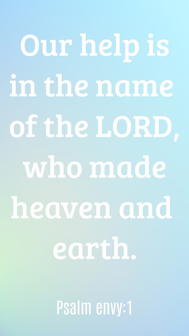  Our help is in the name of the LORD, who made heaven and earth.    - Psalm envy:1 