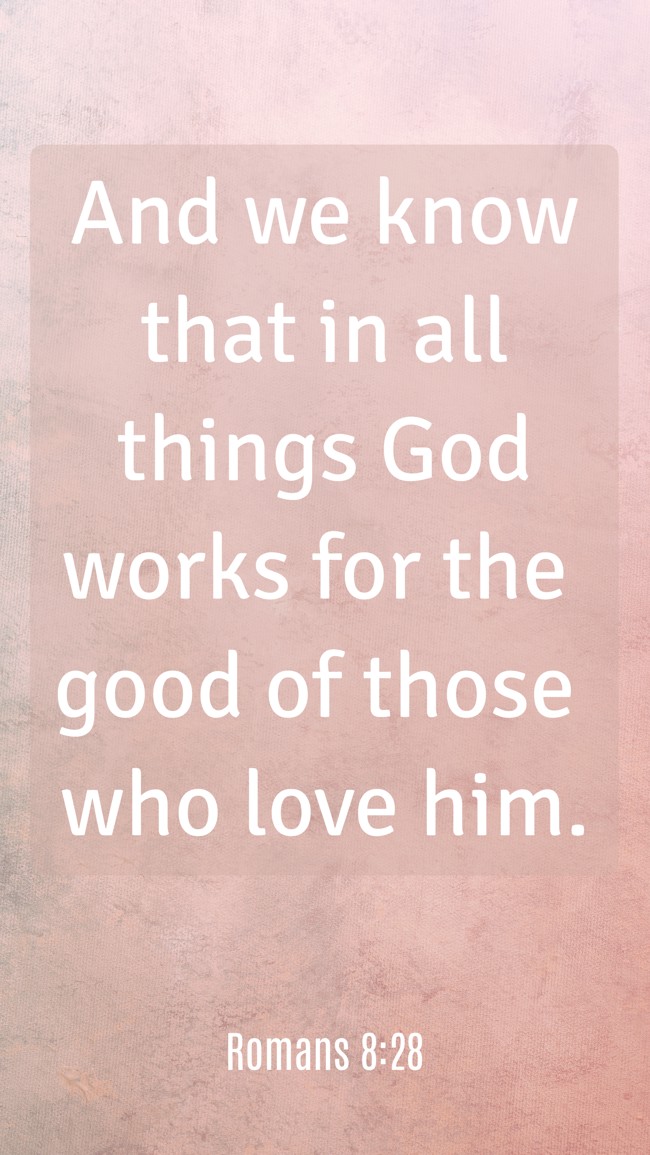 And we know that in all things God works for the good of those who love him. - Romans 8:28