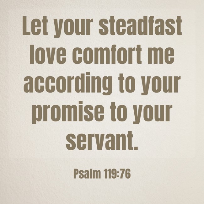 Let your steadfast love comfort me according to your promise to your servant. - Psalm 119:76