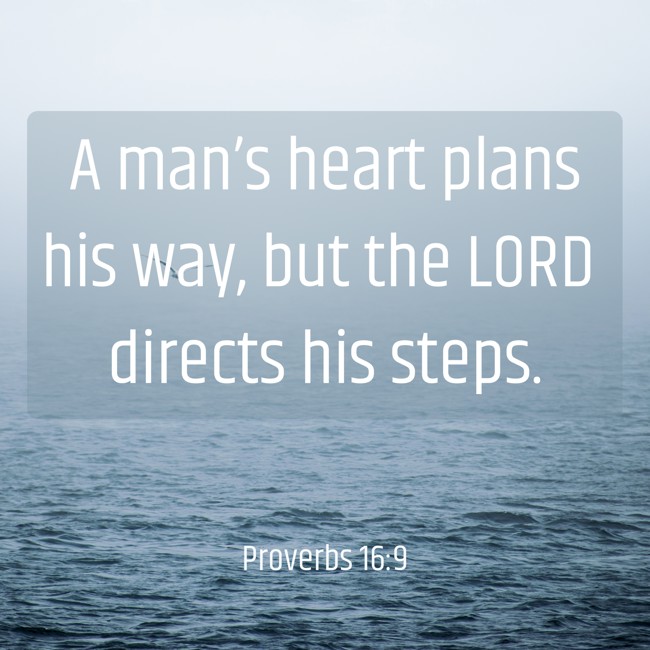 A man’s heart plans his way, but the LORD directs his steps. - Proverbs 16:9