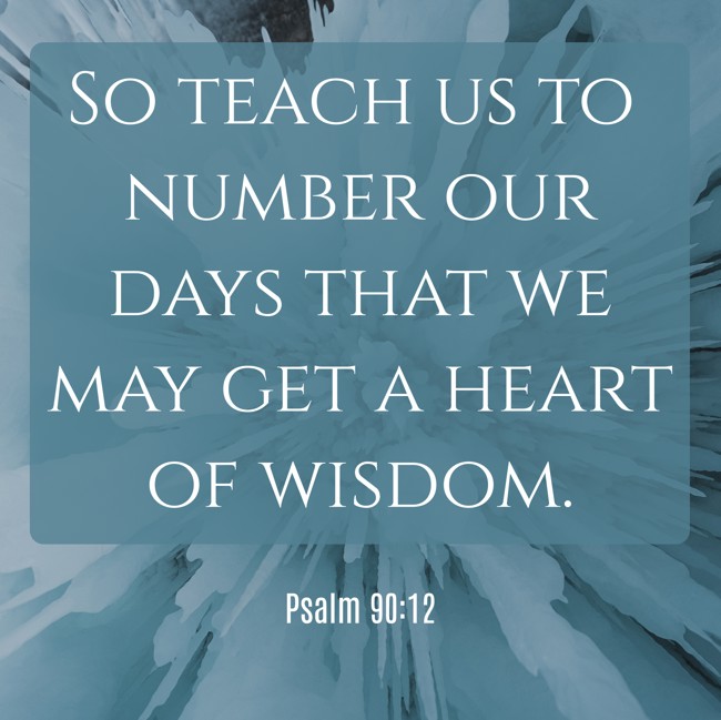  So teach us to number our days that we may get a heart of wisdom.   - Psalm 90:12 