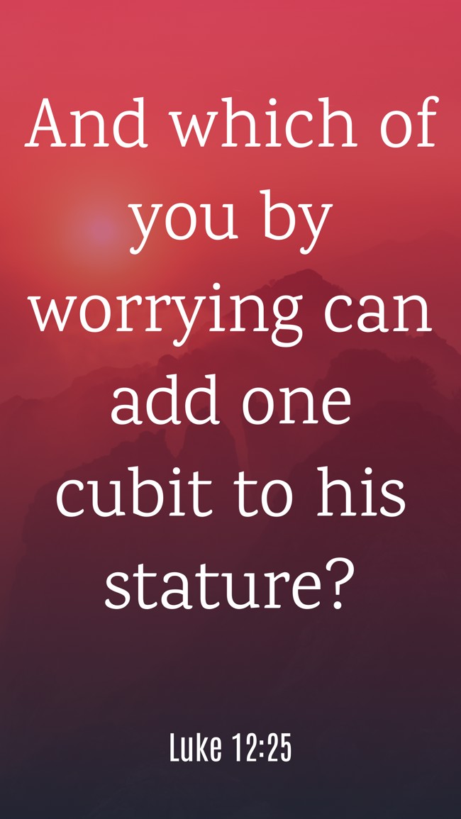 And which of you by worrying can add one cubit to his stature? - Luke 12:25