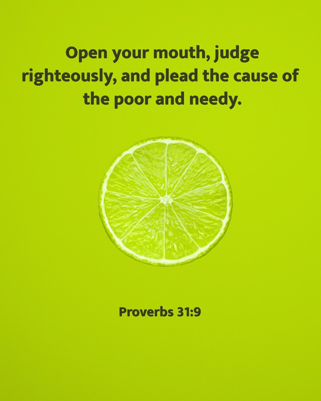 Open your mouth, judge righteously, and plead the cause of the poor and needy. - Proverbs 31:9
