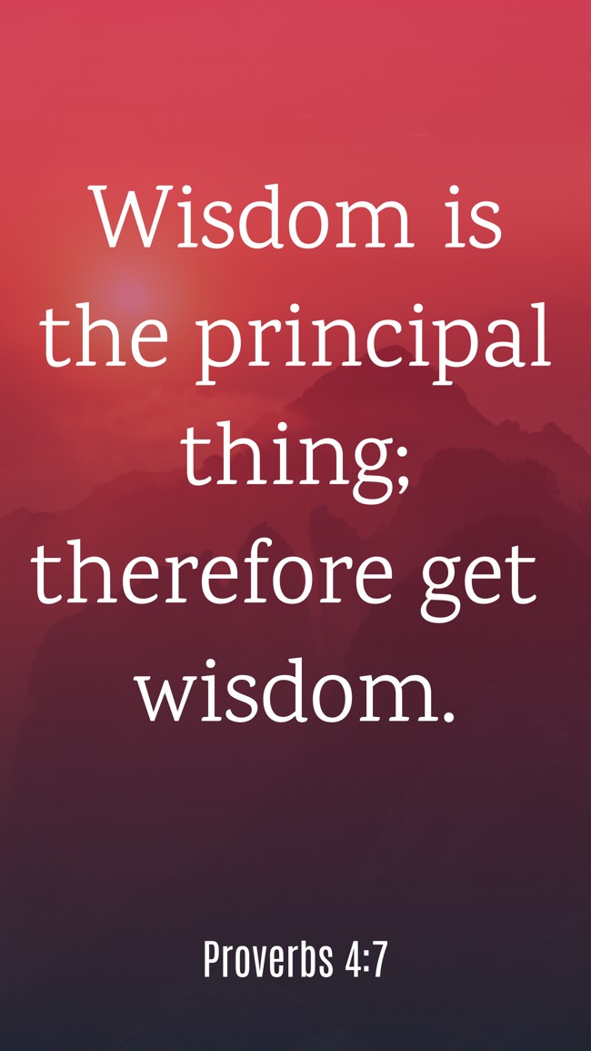 Wisdom is the principal thing; therefore get wisdom. - Proverbs 4:7