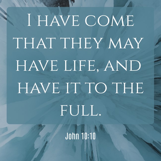 I have come that they may have life, and have it to the full. - John 10:10