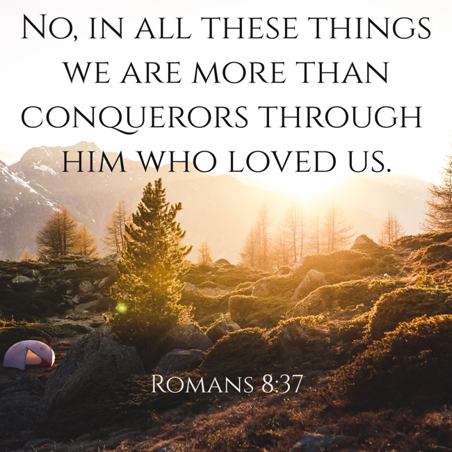 No, in all these things we are more than conquerors through him who loved us. - Romans 8:37