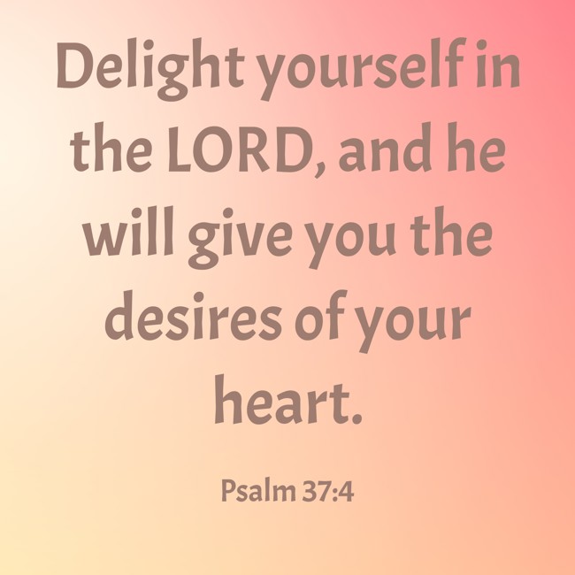 Delight yourself in the LORD, and he will give you the desires of your heart. - Psalm 37:4