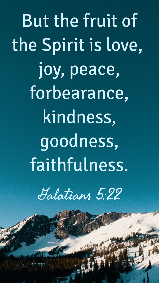 But the fruit of the Spirit is love, joy, peace, forbearance, kindness, goodness, faithfulness. - Galatians 5:22