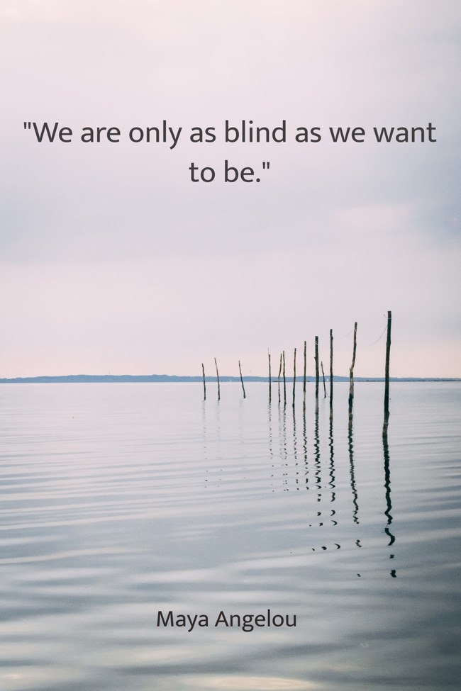We are only as blind as we want to be. - Maya Angelou