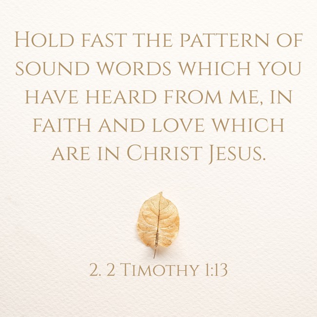  Hold fast the pattern of sound words which you have heard from me, in faith and love which are in Christ Jesus.
 - 2. 2 Timothy 1:13 