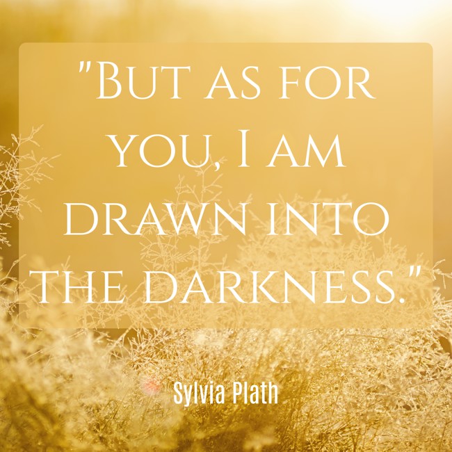  But as for you, I am drawn into the darkness.   - Sylvia Plath 