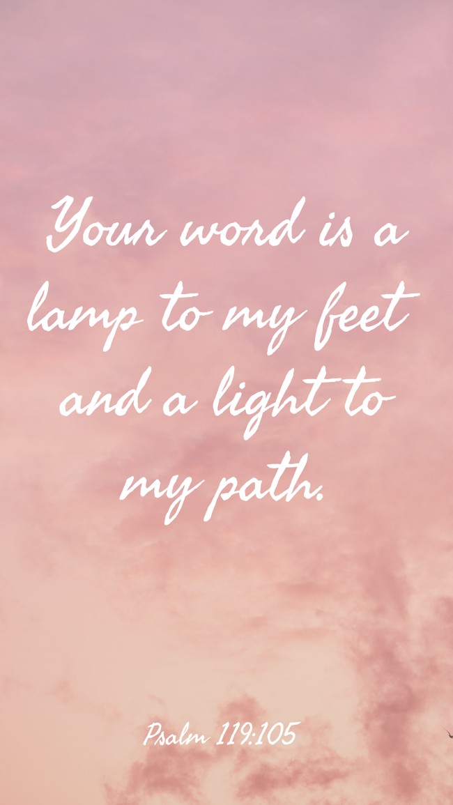 Your word is a lamp to my feet and a light to my path.   - Psalm 119:105 