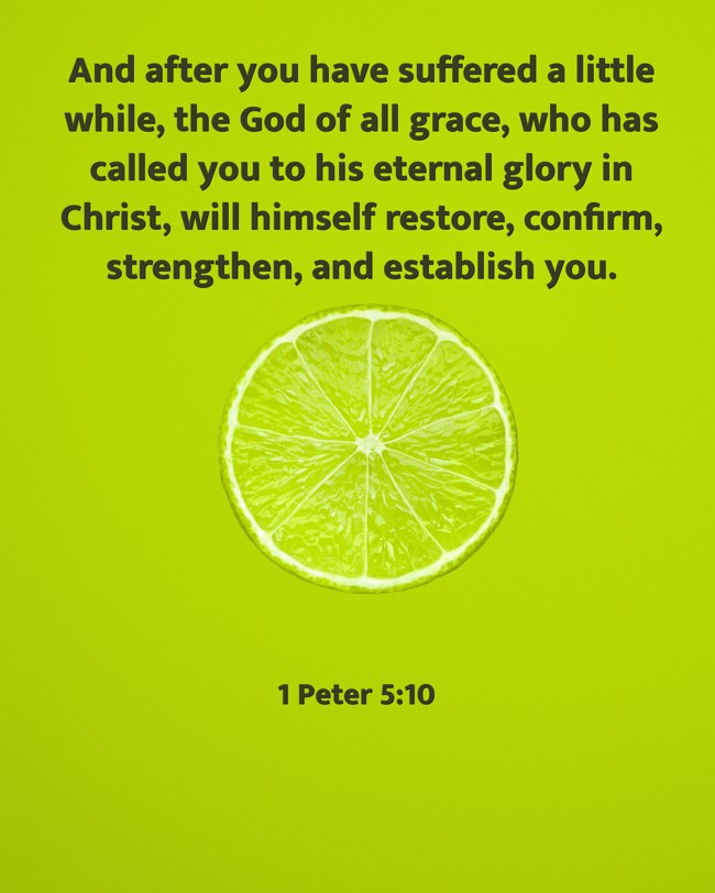 And after you have suffered a little while, the God of all grace, who has called you to his eternal glory in Christ, will himself restore, confirm, strengthen, and establish you. - 1 Peter 5:10