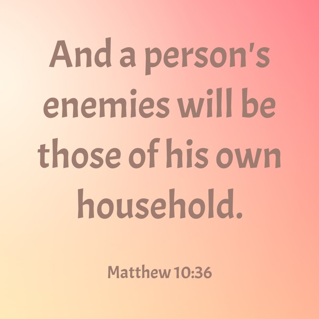 And a person's enemies will be those of his own household. - Matthew 10:36