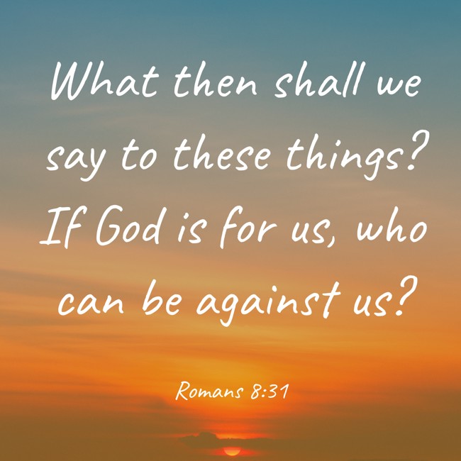  What then shall we say to these things? If God is for us, who can be against us?   - Romans 8:31 